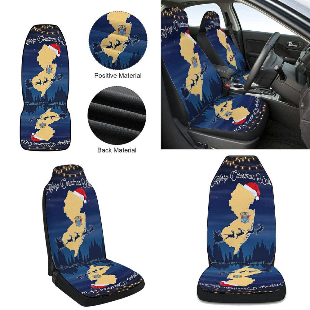 New Jersey Merry Christmas You all Cars Seat Cover, Christmas Car Seat Covers, Car Decor Gift
