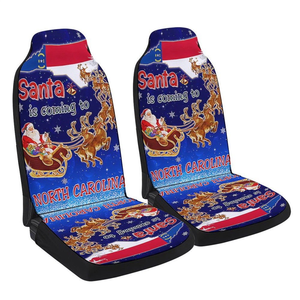 North Carolina Christmas Santa Is Coming To North Carolina Cars Seat Cover, Christmas Car Seat Covers, Car Decor Gift