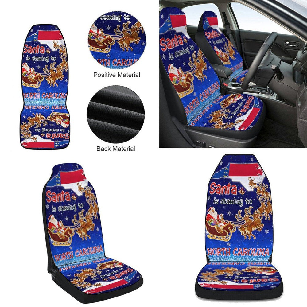 North Carolina Christmas Santa Is Coming To North Carolina Cars Seat Cover, Christmas Car Seat Covers, Car Decor Gift