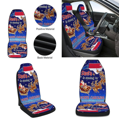 North Carolina Christmas Santa Is Coming To North Carolina Cars Seat Cover, Christmas Car Seat Covers, Car Decor Gift