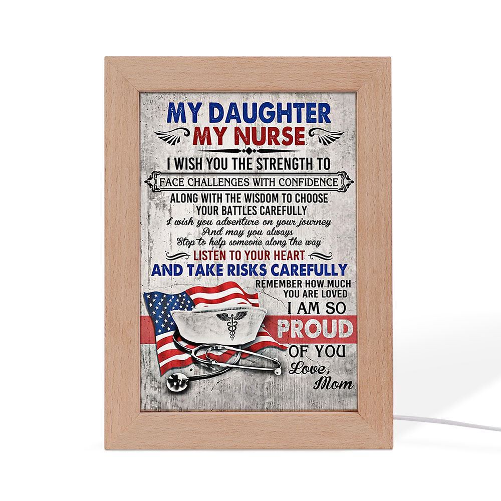 Nurse Frame Lamp Prints From Mom To Daughter, Mother's Day Night Light, Best Mom Ever, Gift For Mom