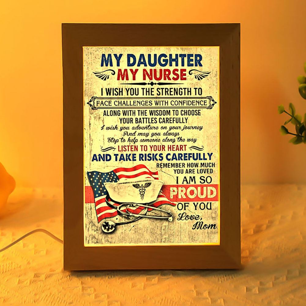 Nurse Frame Lamp Prints From Mom To Daughter, Mother's Day Night Light, Best Mom Ever, Gift For Mom