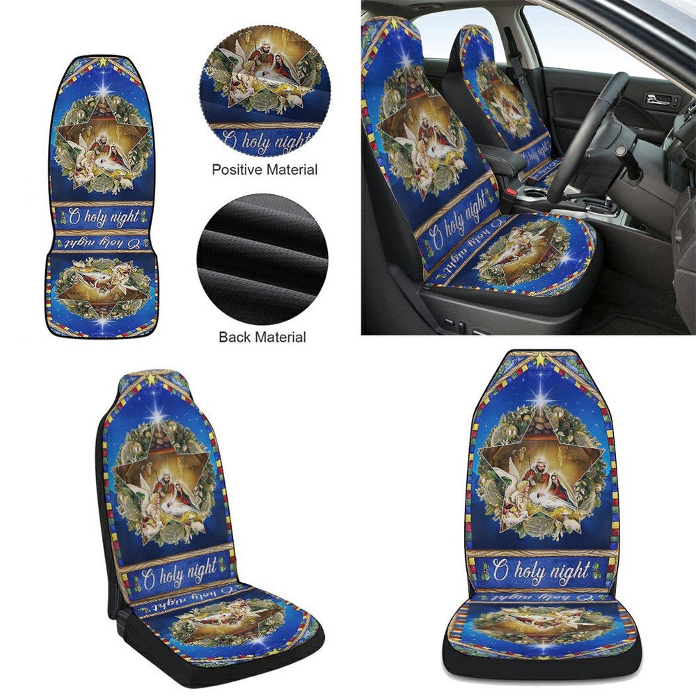 O Holy Night Christmas Nativity Jesus Cars Seat Cover, Christmas Car Seat Covers, Car Decor Gift