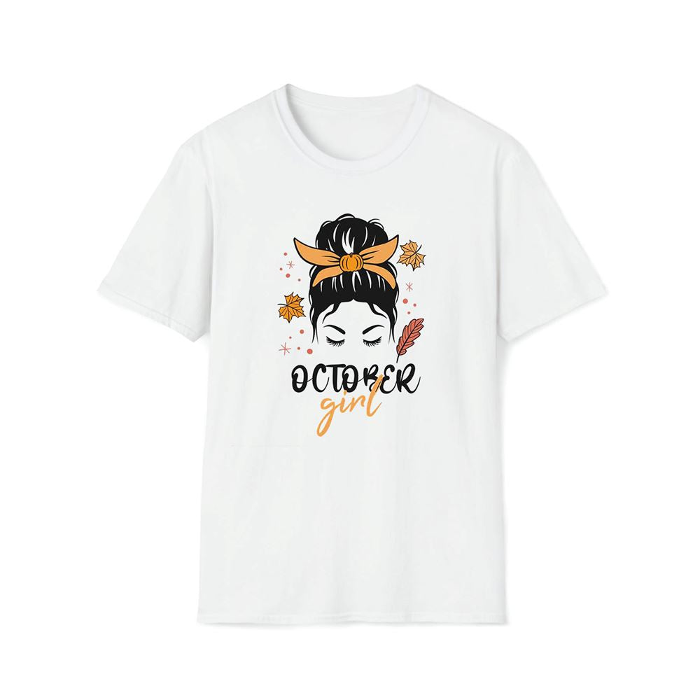 October Girl Messy Bun Premium T Shirt, Mother's Day Premium T Shirt, Mom Shirt