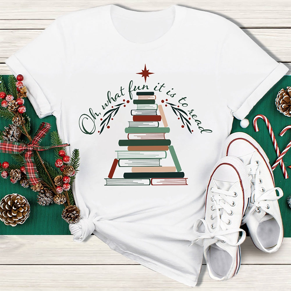 Oh What Fun It Is To Read T Shirt, Merry T Shirt, Unisex Christmas Shirts