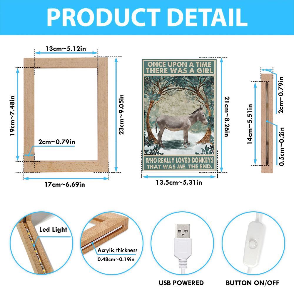 Once Upon A Time There Was A Girl Who Really Loved Donkey Frame Lamp, Mother's Day Night Light, Best Mom Ever, Gift For Mom