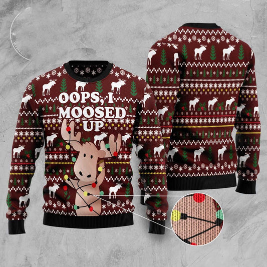 Oops, I Moosed Up Ugly Christmas Sweater, Funny Xmas Sweater, Sweater Xmas