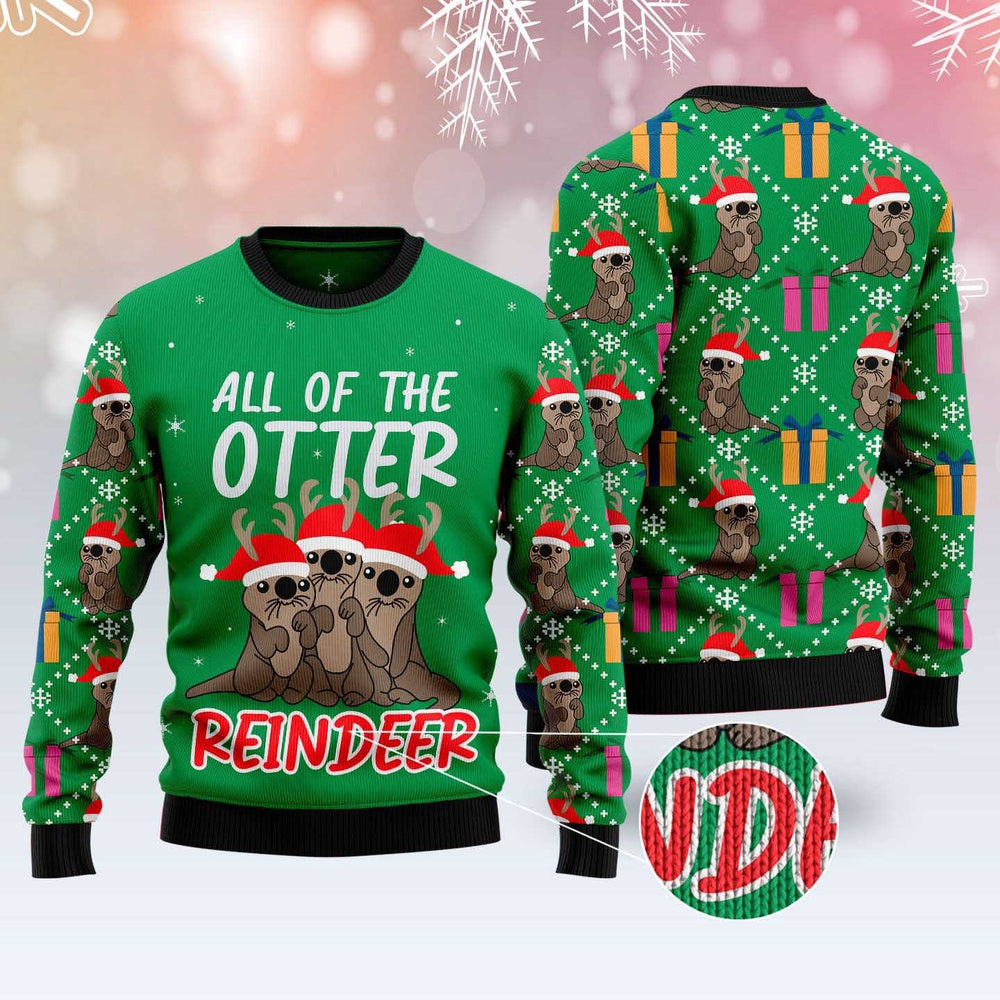 Otter Reindeer Ugly Christmas Sweater, Funny Xmas Sweater, Sweater Xmas