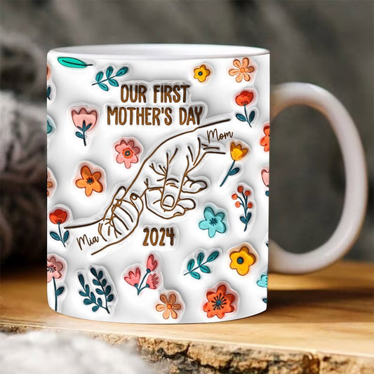 Our First Mother'S Day Mug, 3D Coffee Mug, Cute 3D Inflated Mug, Birthday Gift, Christimas Gift