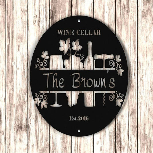 Personalized Wine Cellar Metal Sign, Metal Wall Sign, Bar Wall Sign, Metal Wall Art, Bar Decor
