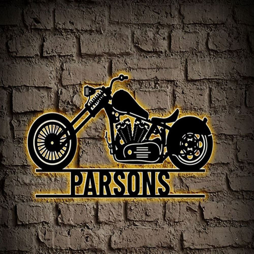 Personalization Motorcycle Metal Sign, Led Motorcycle Metal Wall Art, Garage Decor, Metal Wall Decor, Wall Hanging Art, Home Decor Sign