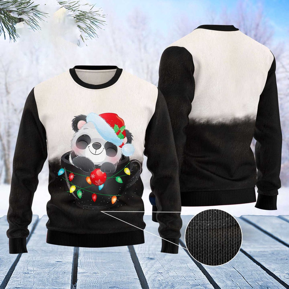 Panda Cup Ugly Christmas Sweater, Funny Xmas Sweater, Sweater Xmas