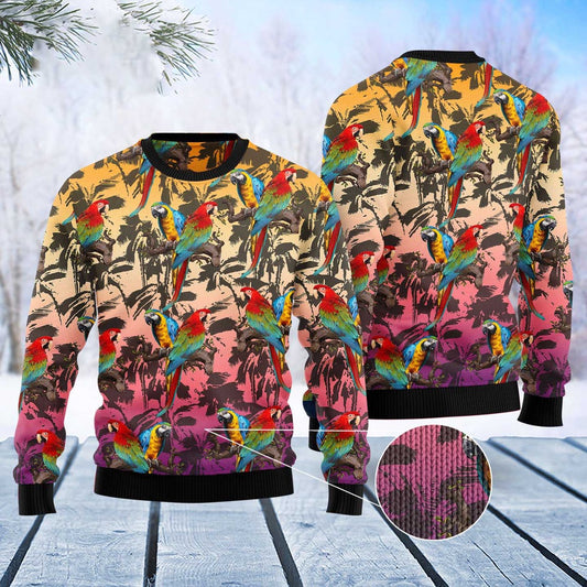 Parrot Palm Forest Ugly Christmas Sweater, Funny Xmas Sweater, Sweater Xmas