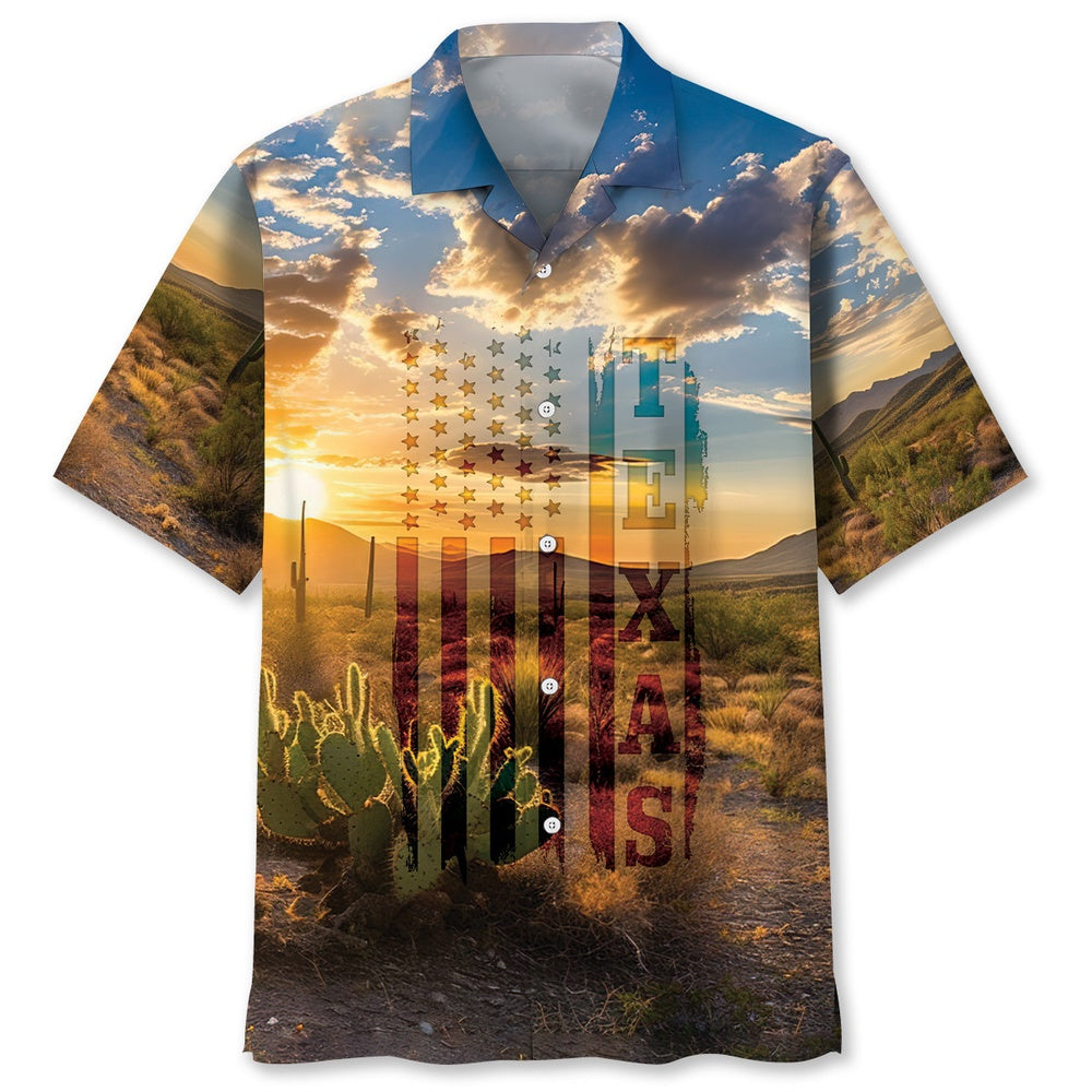 Patriotic America Texas Scene Hawaiian Shirt, Funny Hawaiian Shirt, Usa Hawaiian Shirt, Vintage Hawaiian Shirts