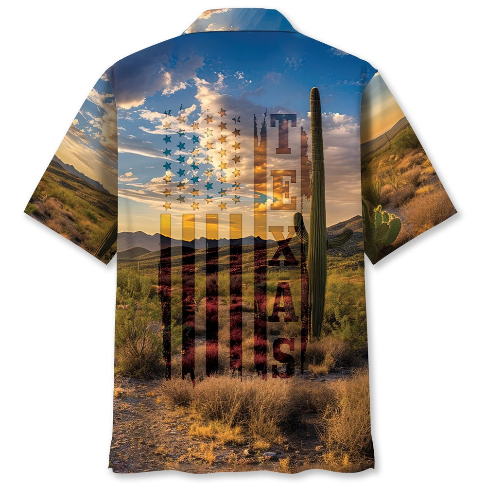 Patriotic America Texas Scene Hawaiian Shirt, Funny Hawaiian Shirt, Usa Hawaiian Shirt, Vintage Hawaiian Shirts
