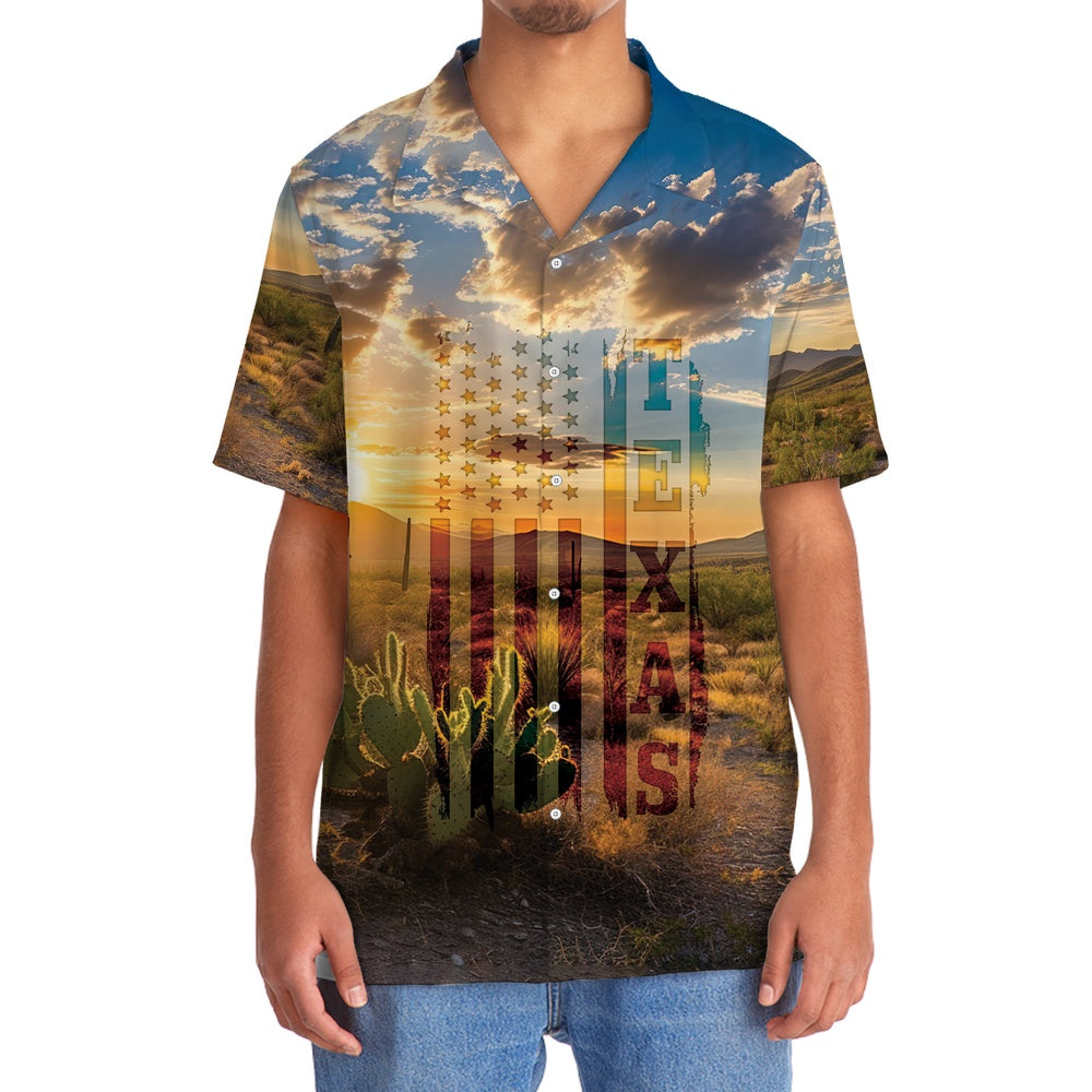 Patriotic America Texas Scene Hawaiian Shirt, Funny Hawaiian Shirt, Usa Hawaiian Shirt, Vintage Hawaiian Shirts