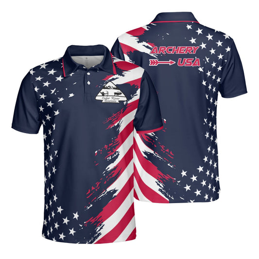 Patriotic Archery USA Polo Shirt with Stars And Stripes
