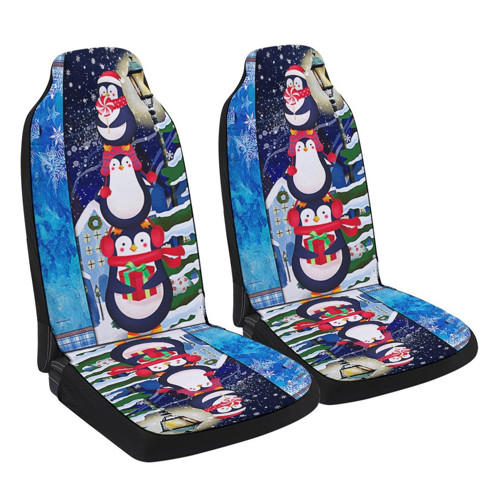 Penguins Christmas Cars Seat Cover, Christmas Car Seat Covers, Car Decor Gift