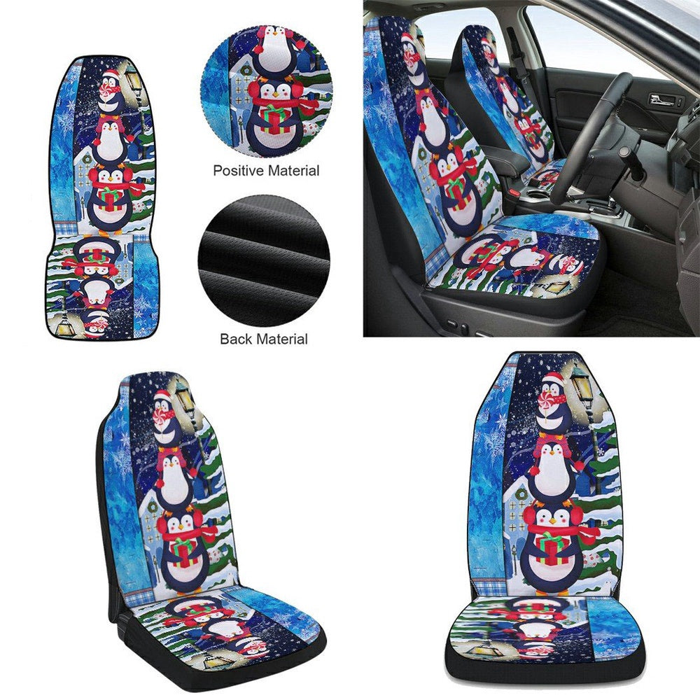 Penguins Christmas Cars Seat Cover, Christmas Car Seat Covers, Car Decor Gift