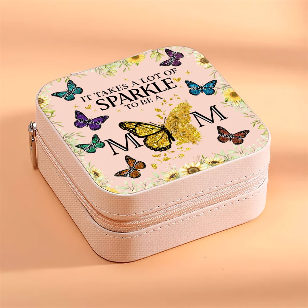 Personalised It Takes A Lot Of Sparkle To Be A Mom Jewelry Box, Gift For Mother's Day, Mother's Day Jewelry Case