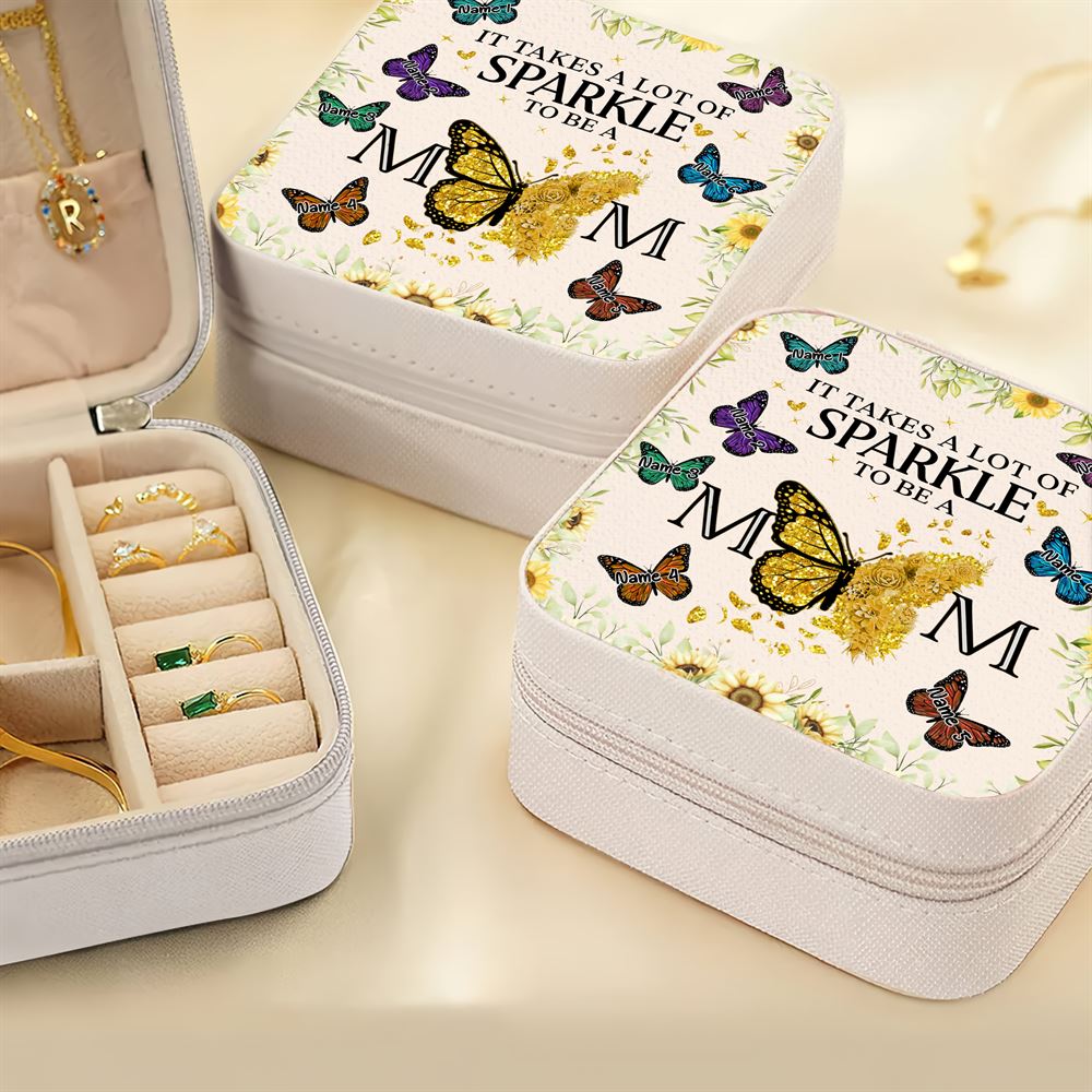Personalised It Takes A Lot Of Sparkle To Be A Mom Jewelry Box, Gift For Mother's Day, Mother's Day Jewelry Case