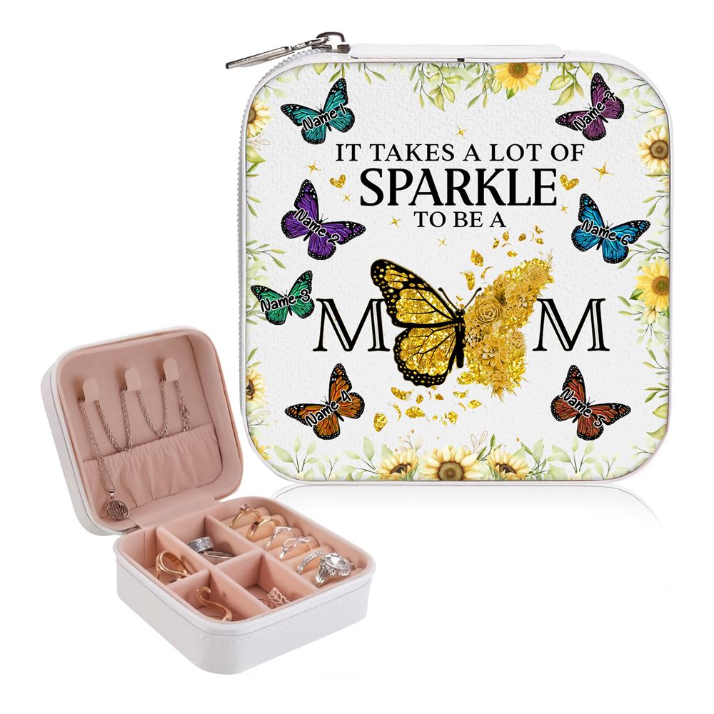 Personalised It Takes A Lot Of Sparkle To Be A Mom Jewelry Box, Gift For Mother's Day, Mother's Day Jewelry Case