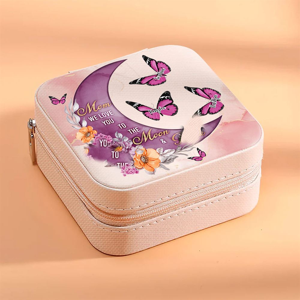 Personalised Mom We Love You To The Moon And Back Jewelry Box, Gift For Mother, Mother's Day Jewelry Case