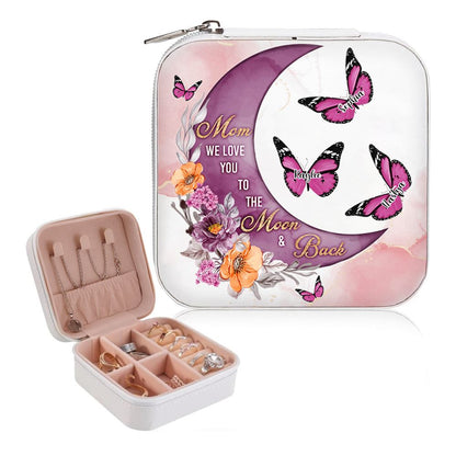 Personalised Mom We Love You To The Moon And Back Jewelry Box, Gift For Mother, Mother's Day Jewelry Case