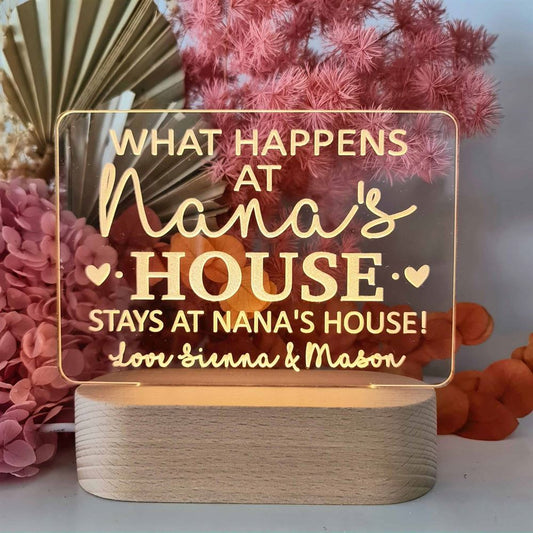 Personalised Mothers Day Gift Light, Nanas House 3D Led Light Wooden Base, Mother's Day Led Light, Gift For Mom, Anniversary Gift