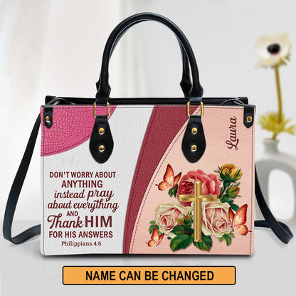 Personalized Gorgeous Rose Don‘T Worry About Anything Leather Bag, Christian Pu Leather Bags For Women