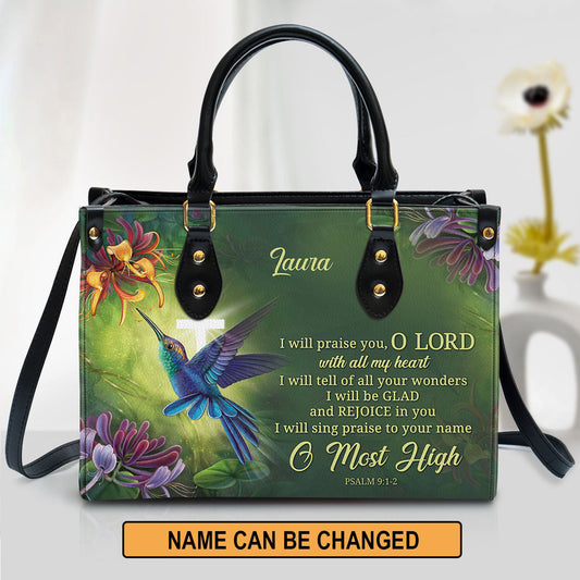 Personalized I Will Be Glad And Rejoice In You Unique Leather Bag, Christian Pu Leather Bags For Women