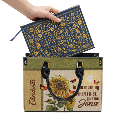 Personalized In The Morning When I Rise Give Me Jesus Leather Bag, Christian Pu Leather Bags For Women