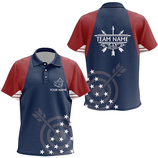 Personalized American Flag Archery Patriotic Shirts Custom Archery Polo Shirts For Player, Archery Team Shirts, Custom Archery Shirts