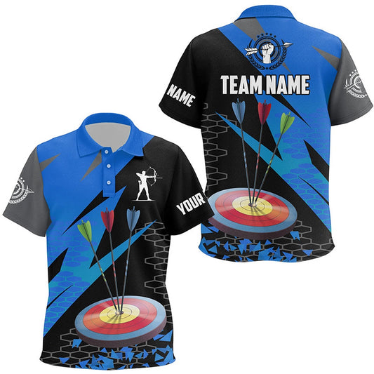 Personalized Archery Arrows Polo Shirts Custom Hunting Bow Archery Jerseys Shirts Blue, Archery Team Shirts, Custom Archery Shirts