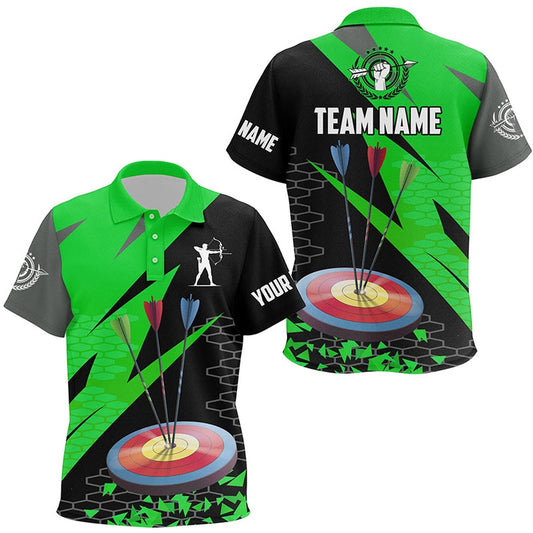 Personalized Archery Arrows Polo Shirts Custom Hunting Bow Archery Jerseys Shirts Green, Archery Team Shirts, Custom Archery Shirts