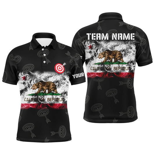 Personalized Archery California Flag Polo Shirts For Men Custom Patriotic Team Archery Jerseys, Archery Team Shirts, Custom Archery Shirts