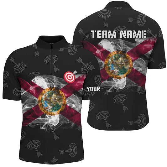 Personalized Archery Florida Flag Men Quarter-Zip Shirts, Patriotic Team Archery Jerseys, Archery Team Shirts, Custom Archery Shirts