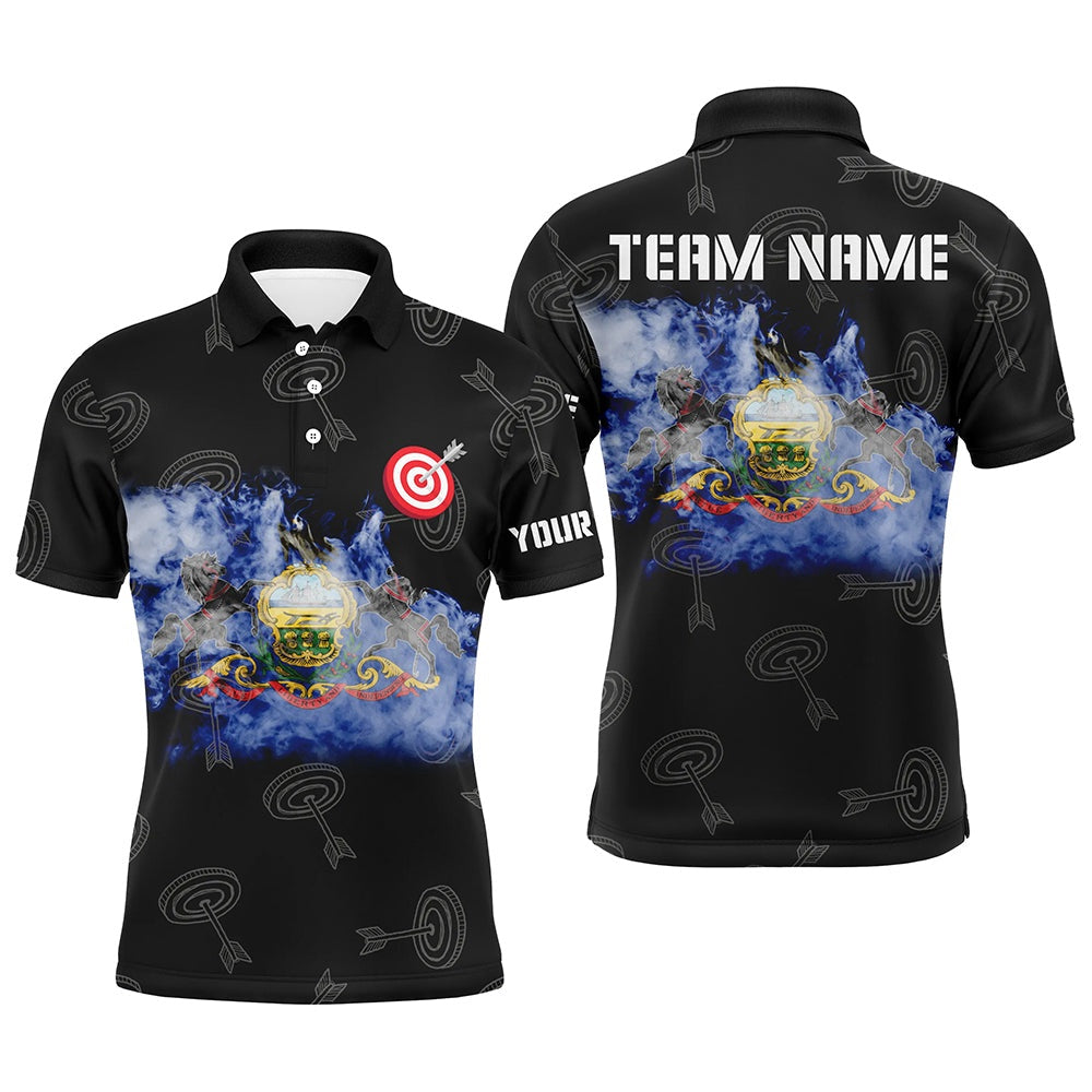 Personalized Archery Pennsylvania Flag Polo Shirts For Men Custom Patriotic Team Archery Jerseys, Archery Team Shirts, Custom Archery Shirts