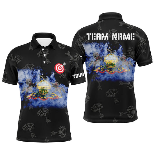 Personalized Archery Pennsylvania Flag Polo Shirts For Men Custom Patriotic Team Archery Jerseys, Archery Team Shirts, Custom Archery Shirts