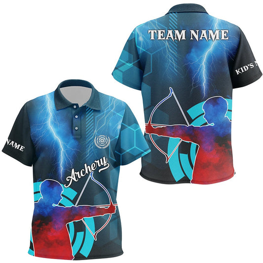 Personalized Archery Thunder Lightning Polo Shirts Custom Archery Jersey Design For Team, Archery Team Shirts, Custom Archery Shirts