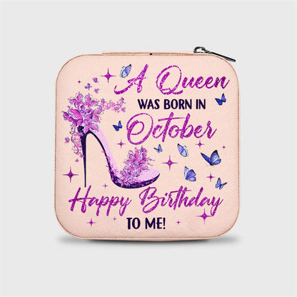 Personalized Birth A Queen Was Born Jewelry Box, Travel Jewelry Case Gift For Mom, Wife, Aunt, Friends, Mother's Day Jewelry Case