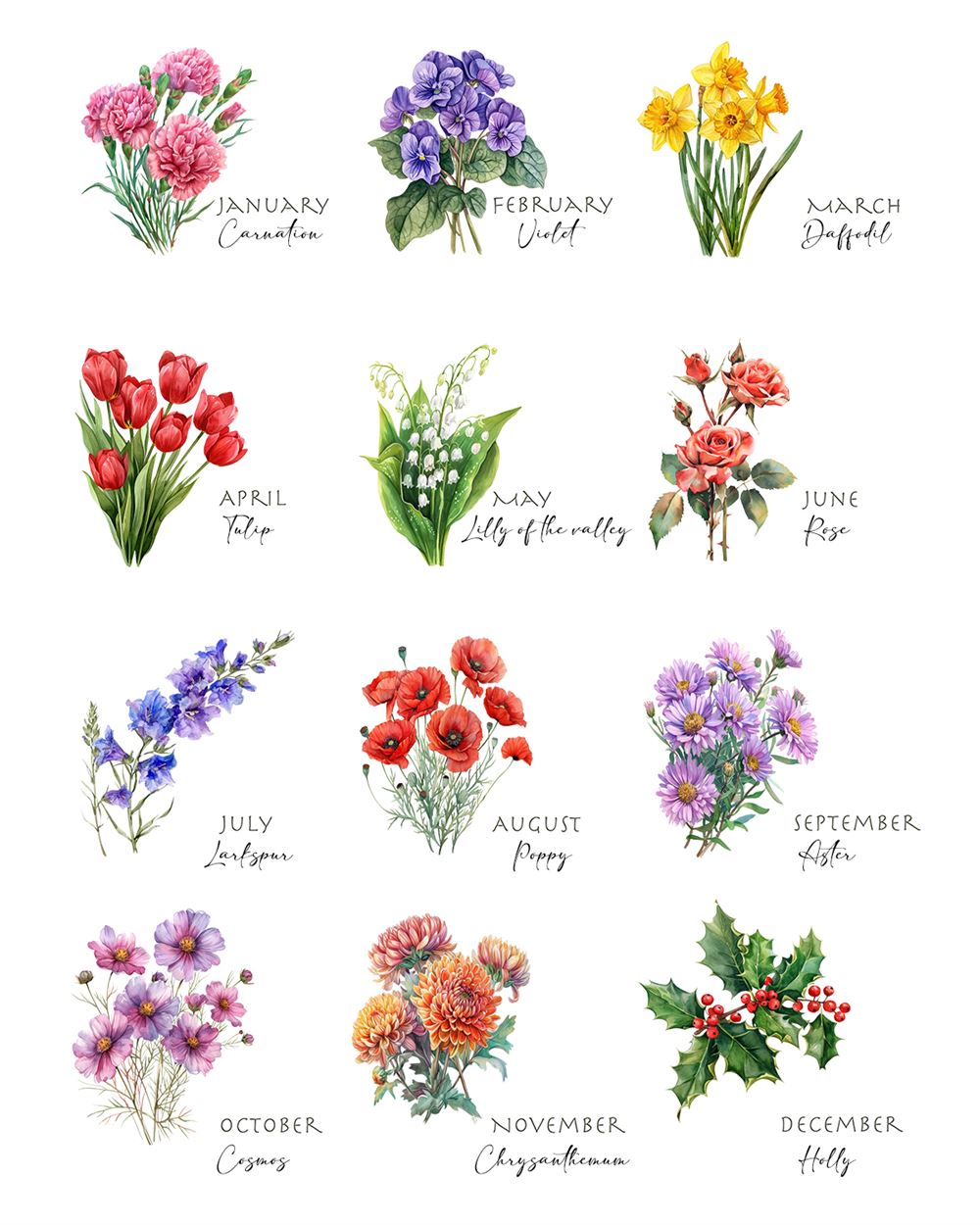 Personalized Birth Of Month Flower Jewelry Box - Jewelry Case For Birthday, Mother's Day Jewelry Case