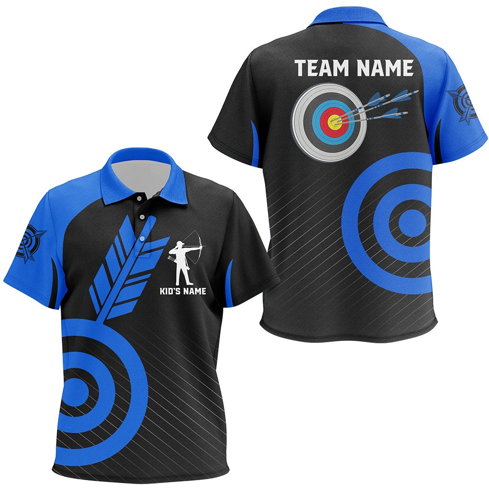 Personalized Blue Archery Jerseys Custom Archery Polo Shirts Team League Archery Shirts, Archery Team Shirts, Custom Archery Shirts