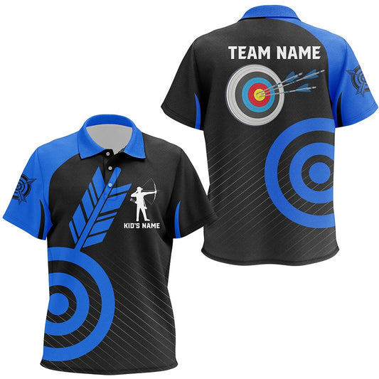 Personalized Blue Archery Jerseys Custom Archery Polo Shirts Team League Archery Shirts, Archery Team Shirts, Custom Archery Shirts