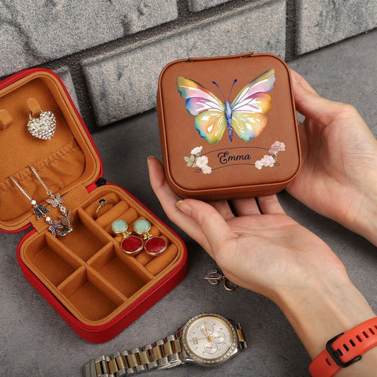 Personalized Butterfly Jewelry Holder, Custom Name Jewelry Box, Mother's Day Jewelry Case
