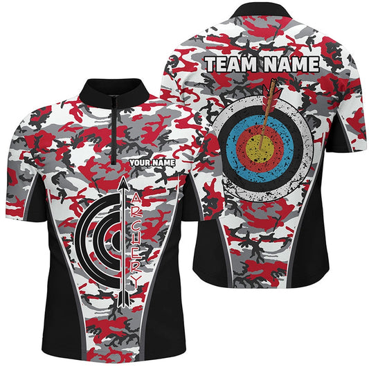 Personalized Camo Target Archery Quarter-Zip Shirts For Men Archery Jerseys Custom Archery Shirts, Archery Team Shirts, Custom Archery Shirts