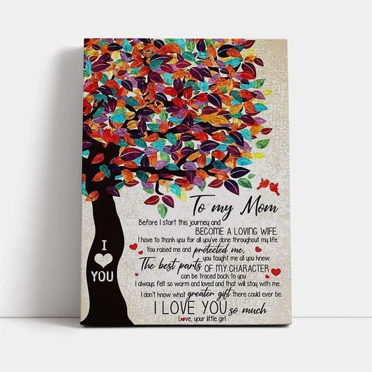 Personalized Canvas To My Mom From Daughter I Love You Tree Vertical Canvas, Mother's Day Canvas Art, Gift For Mom, Birthday Gift