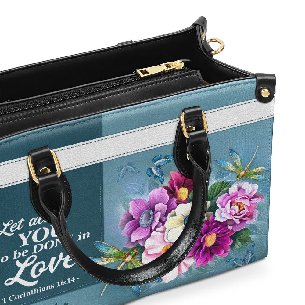 Personalized Christian Leather Bag, 1 Corinthians 1614 Let All That You Do Be Done In Love Christian Valentines Day Ideas For Women, Faith Handbag