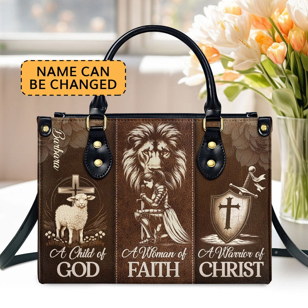 Personalized Christian Leather Bag, A Woman Of Faith Leather Handbag, Faith Handbag