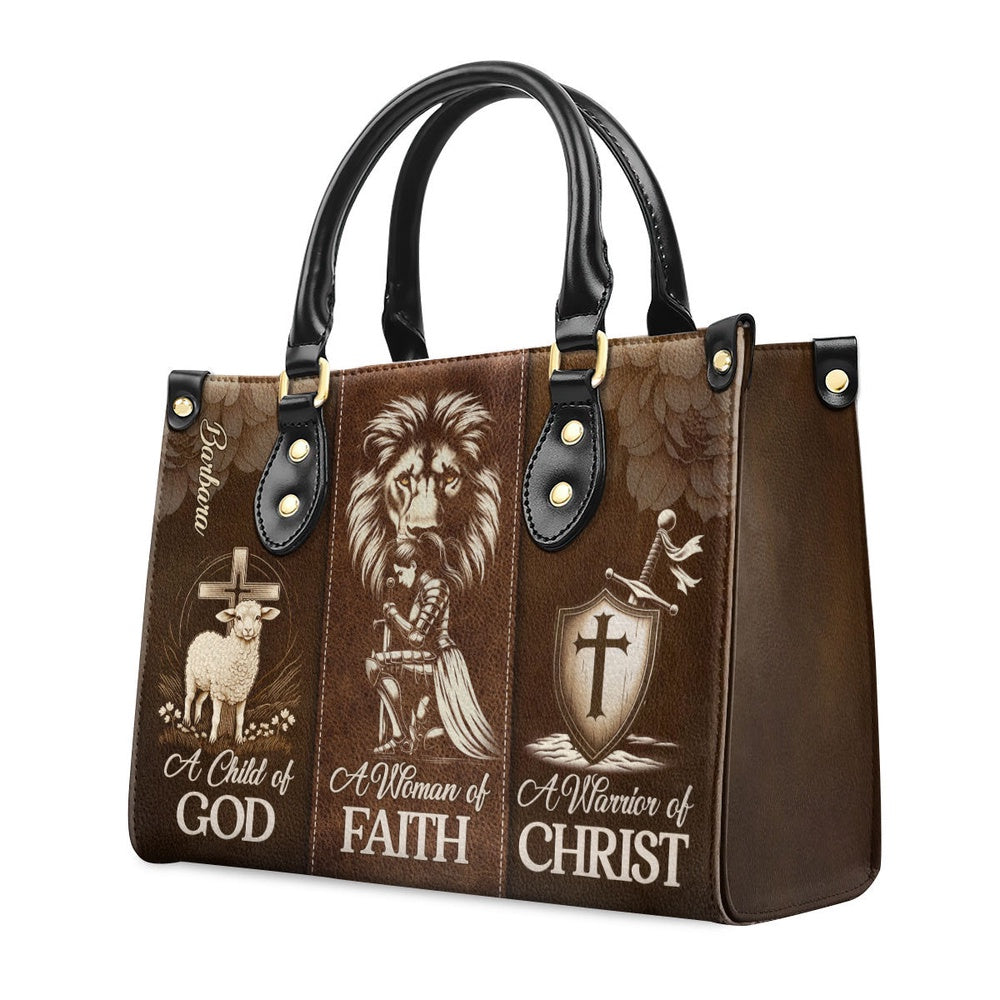 Personalized Christian Leather Bag, A Woman Of Faith Leather Handbag, Faith Handbag
